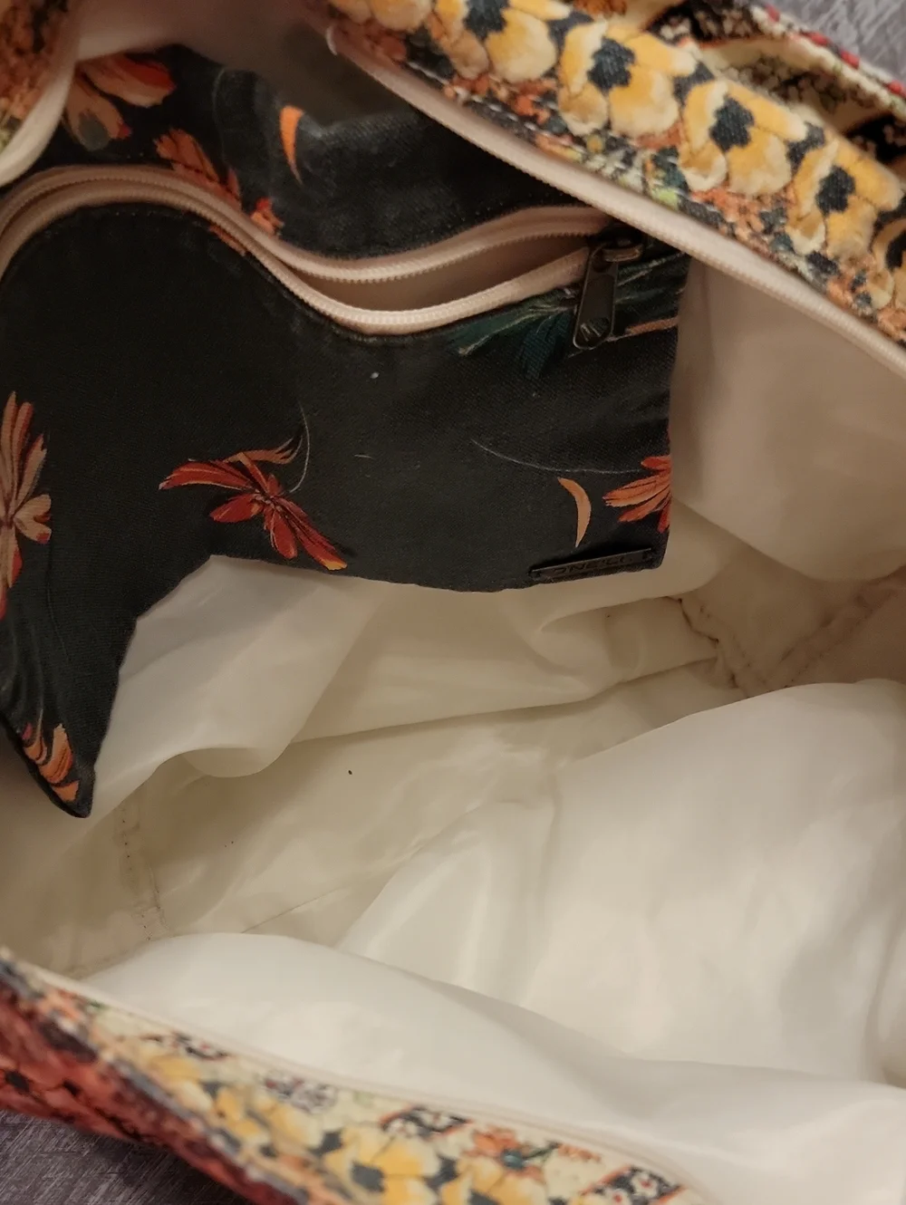 O'Neill Floral Canvas Tote Bag in Yellow & Cream